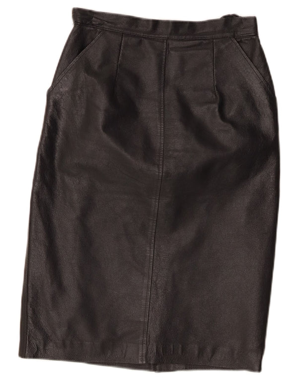 Saia de couro feminina vintage W24 XS preta