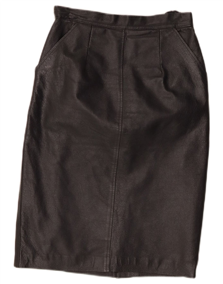 Saia de couro feminina vintage W24 XS preta