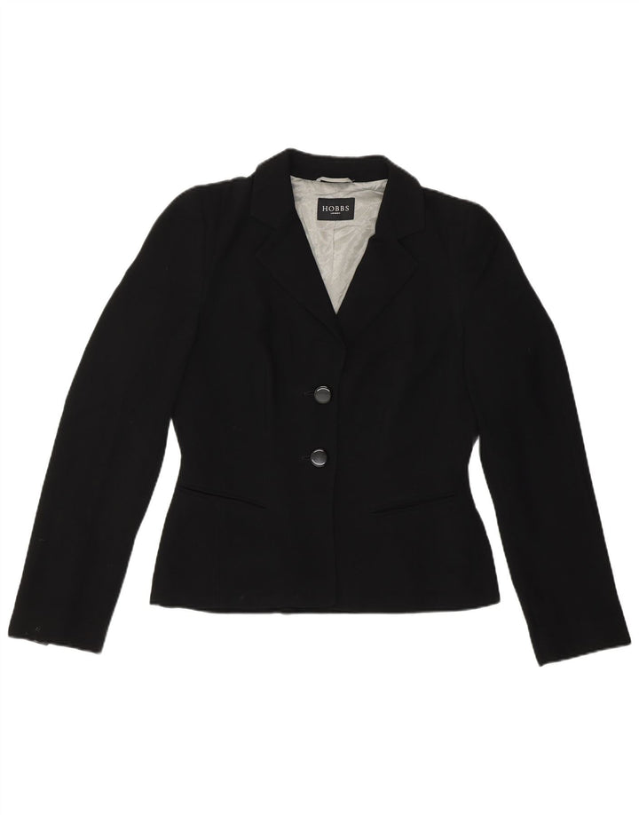 Jaqueta blazer feminina de 2 botões Hobbs UK 12 poliéster preto médio