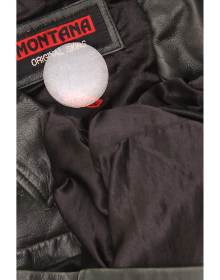 Jaqueta de couro masculina MONTANA UK 44 2XL preta
