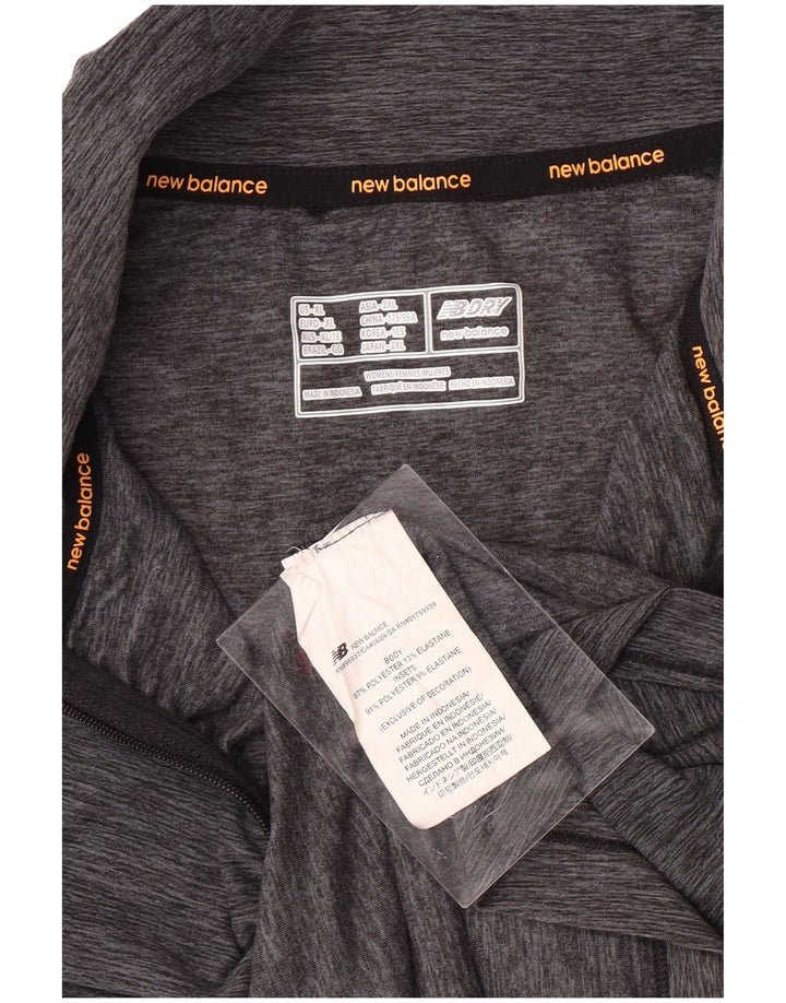 Moletom feminino NEW BALANCE com zíper e gola alta UK 18 XL cinza manchado