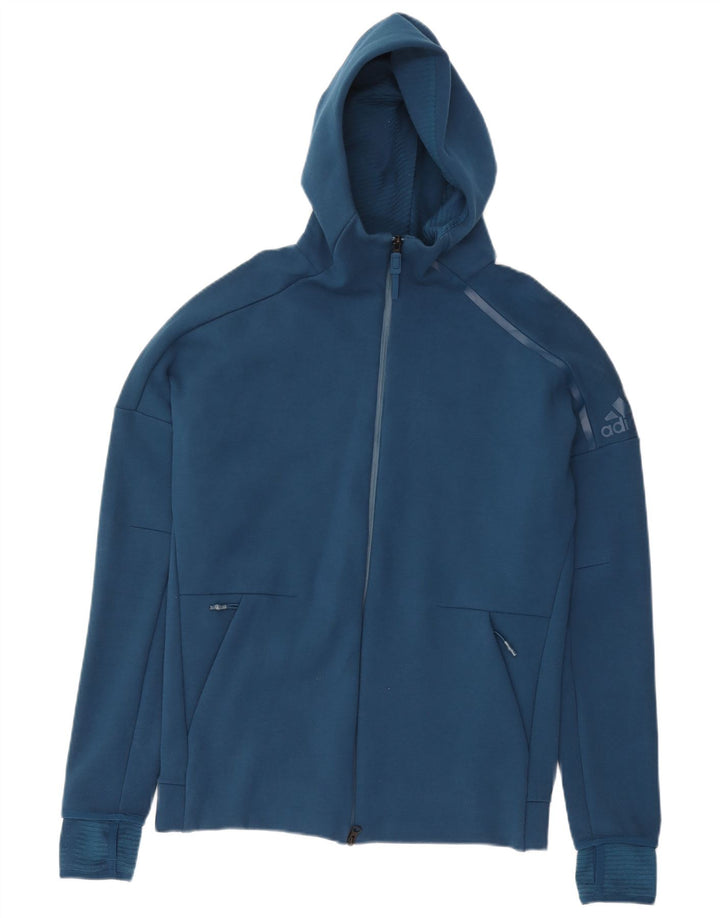 ADIDAS Mens Zip Hoodie Sweater Médio Azul Marinho