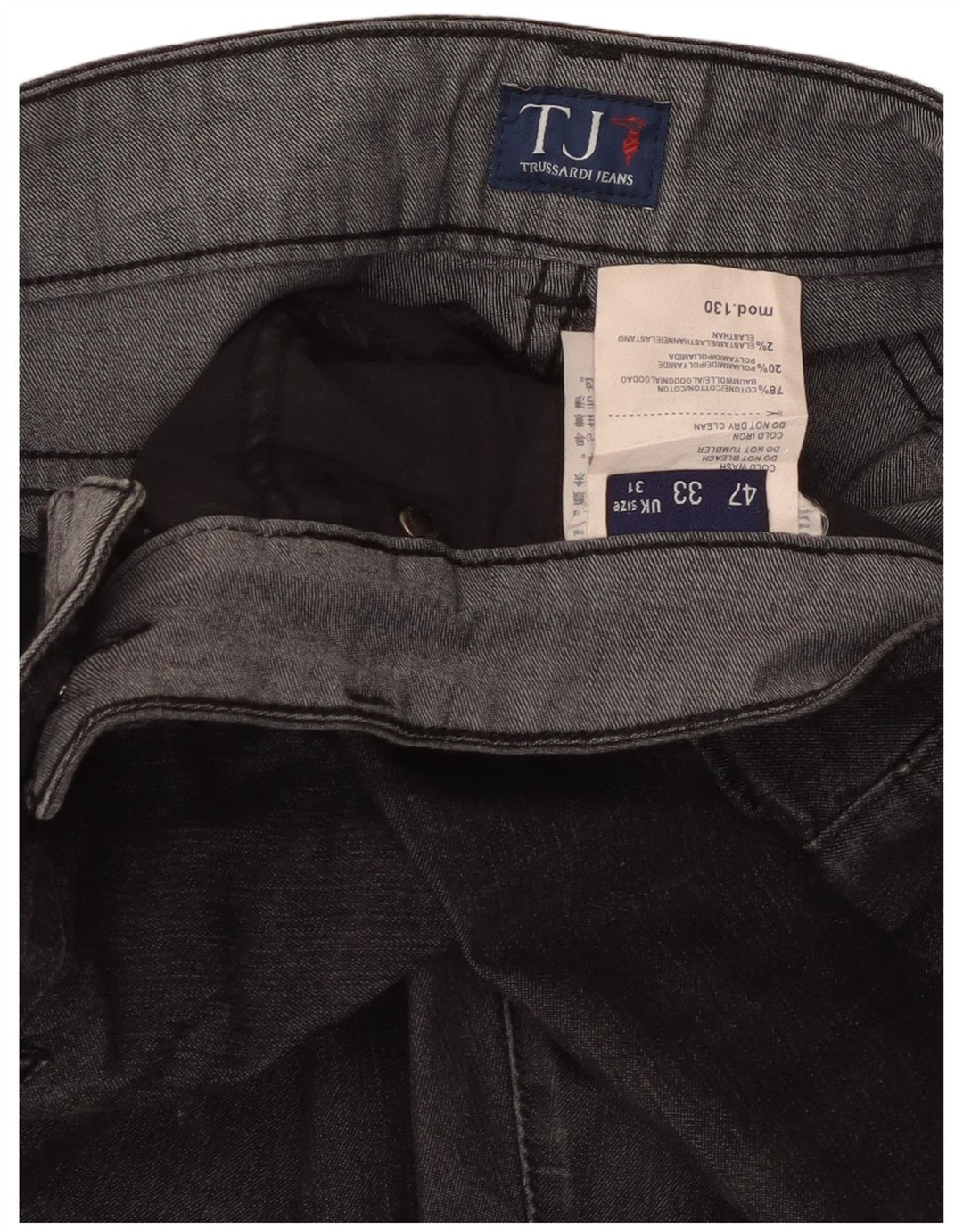 Jeans retos femininos Trussardi W31 L26 algodão preto
