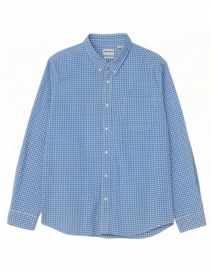 Camisa masculina Regular Fit Timberland 3XL algodão guingão azul