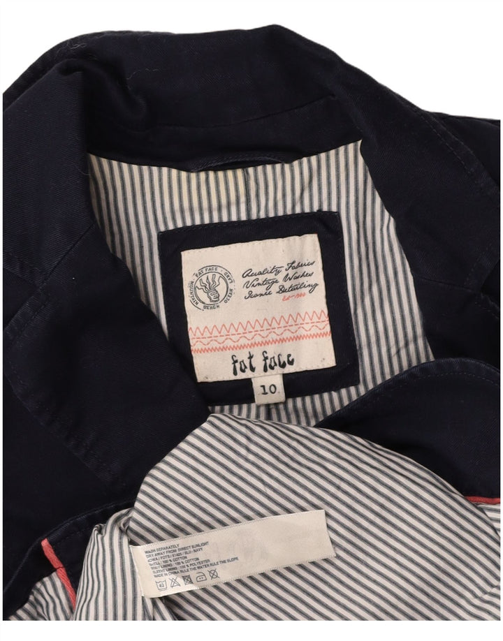 Jaqueta blazer feminina FAT FACE manga 3/4 com 2 botões Reino Unido 10 pequena azul marinho