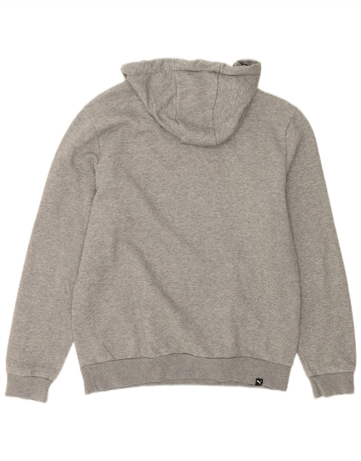 Suéter com capuz gráfico masculino Puma, algodão manchado cinza médio