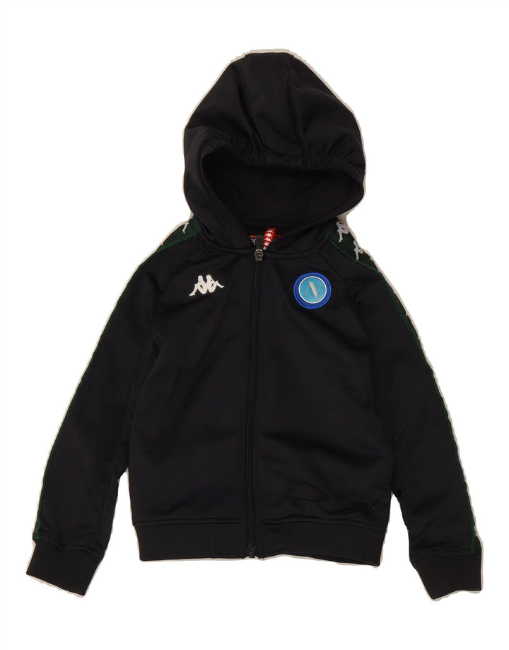 KAPPA Boys Graphic Zip Hoodie Sweater 4-5 Years Black Colourblock Vintage Kappa and Second-Hand Kappa from Messina Hembry 