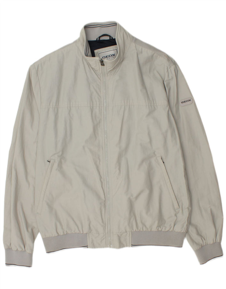 Geox Mens Respira Bomber Jacket UK 46 3XL Algodão Cinza