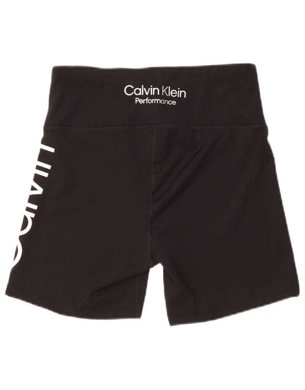Shorts esportivos gráficos femininos Calvin Klein UK 12 poliéster preto médio