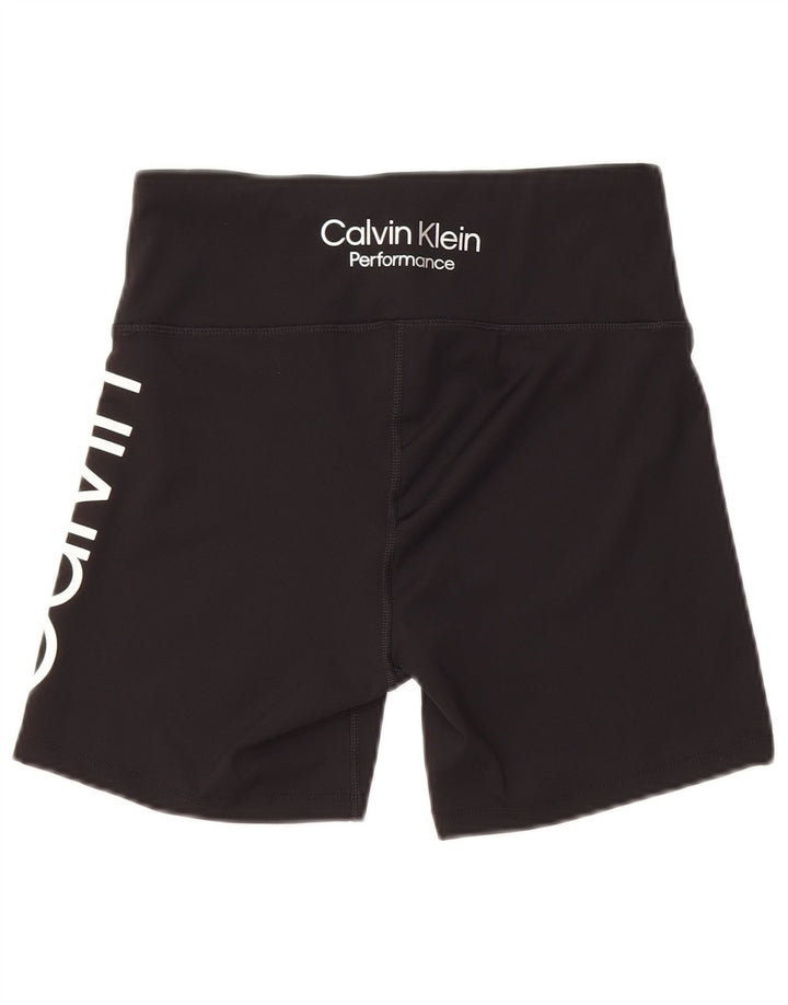 Shorts esportivos gráficos femininos Calvin Klein UK 12 poliéster preto médio