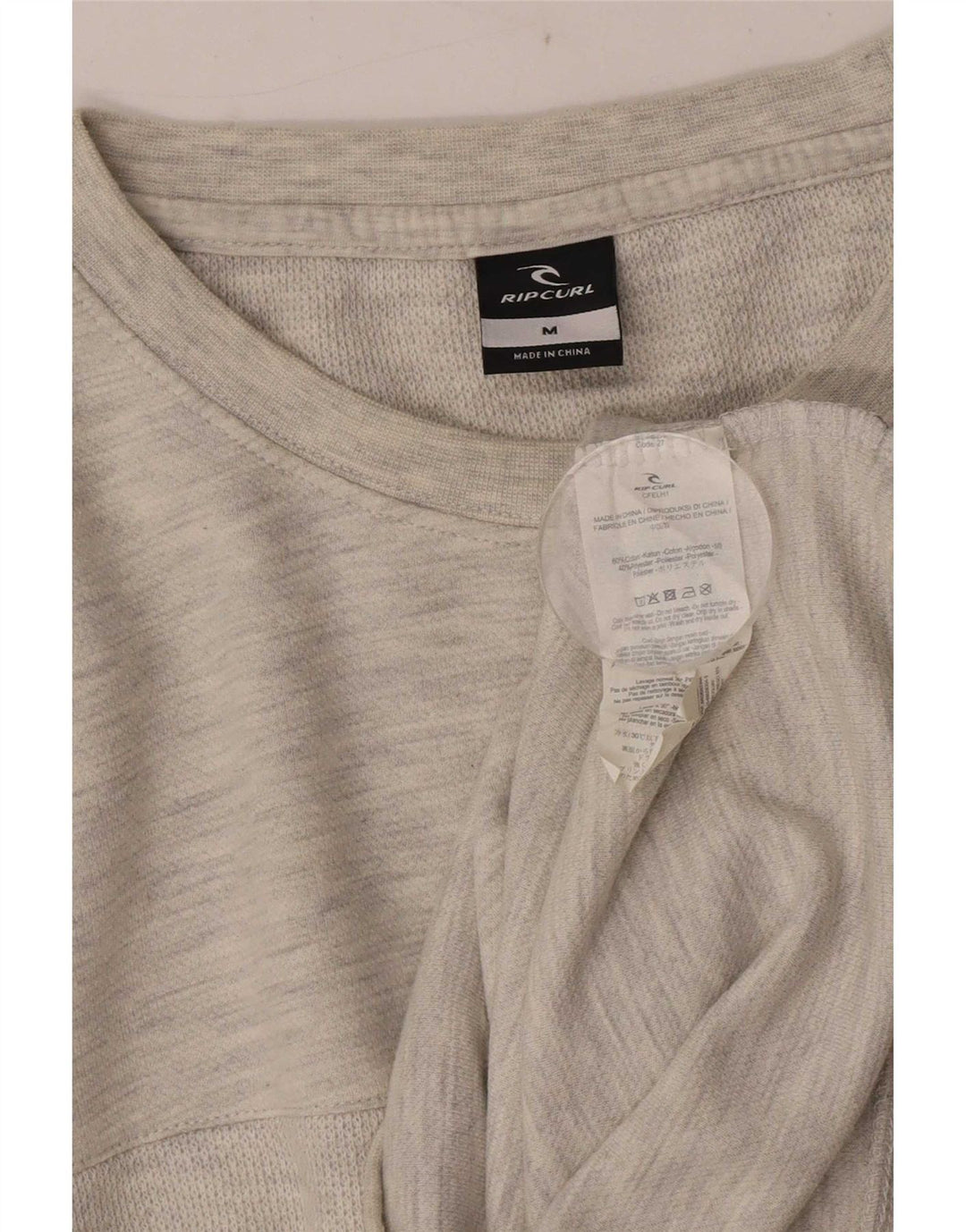 Suéter masculino Rip Curl com gola redonda e algodão manchado cinza médio