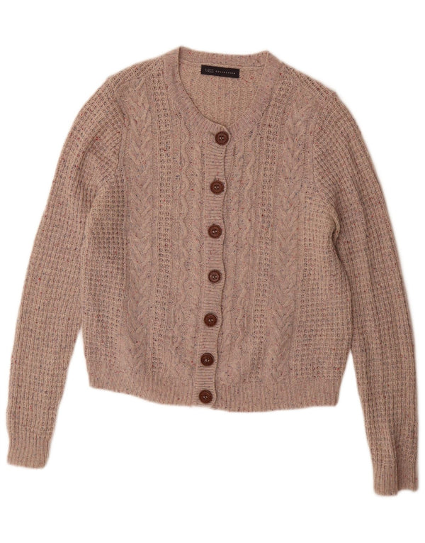 Suéter cardigã feminino Marks & Spencer Reino Unido 14 grande lã manchada cinza