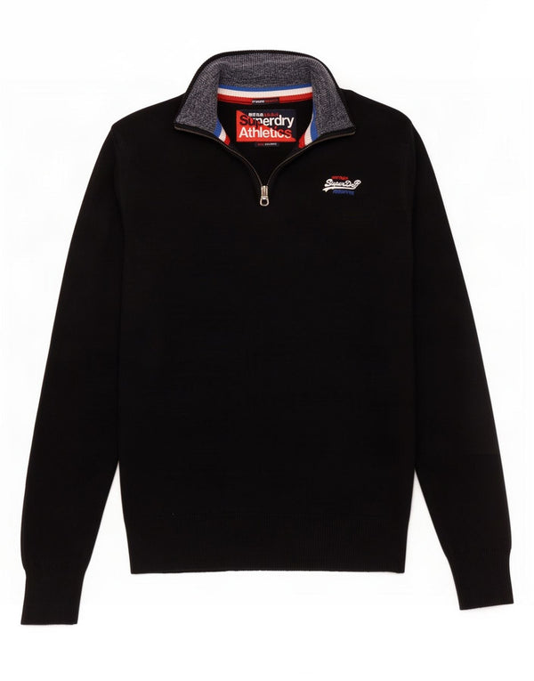 Suéter masculino Superdry com zíper e gola 2XL algodão azul marinho