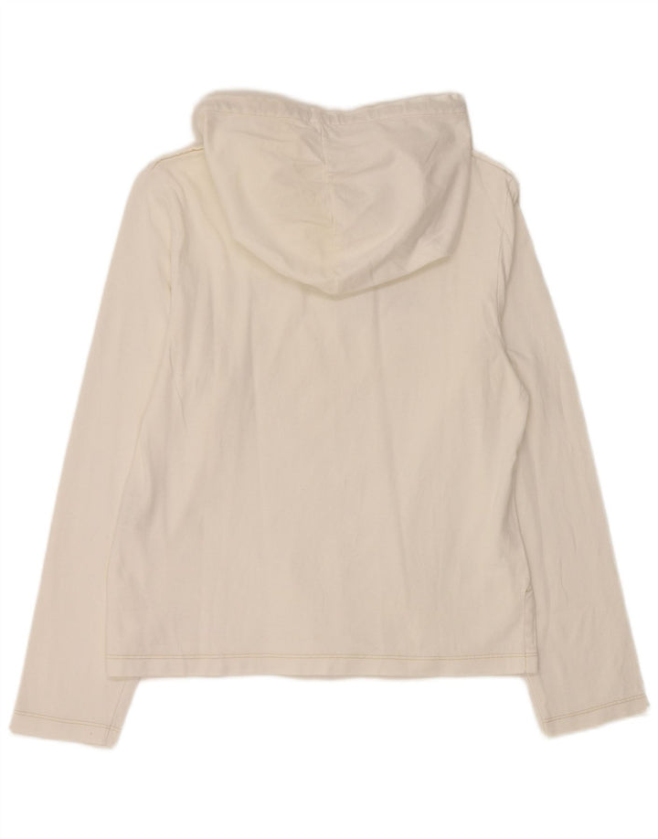 Top gráfico feminino com capuz REPLAY manga comprida Reino Unido 14 algodão branco grande