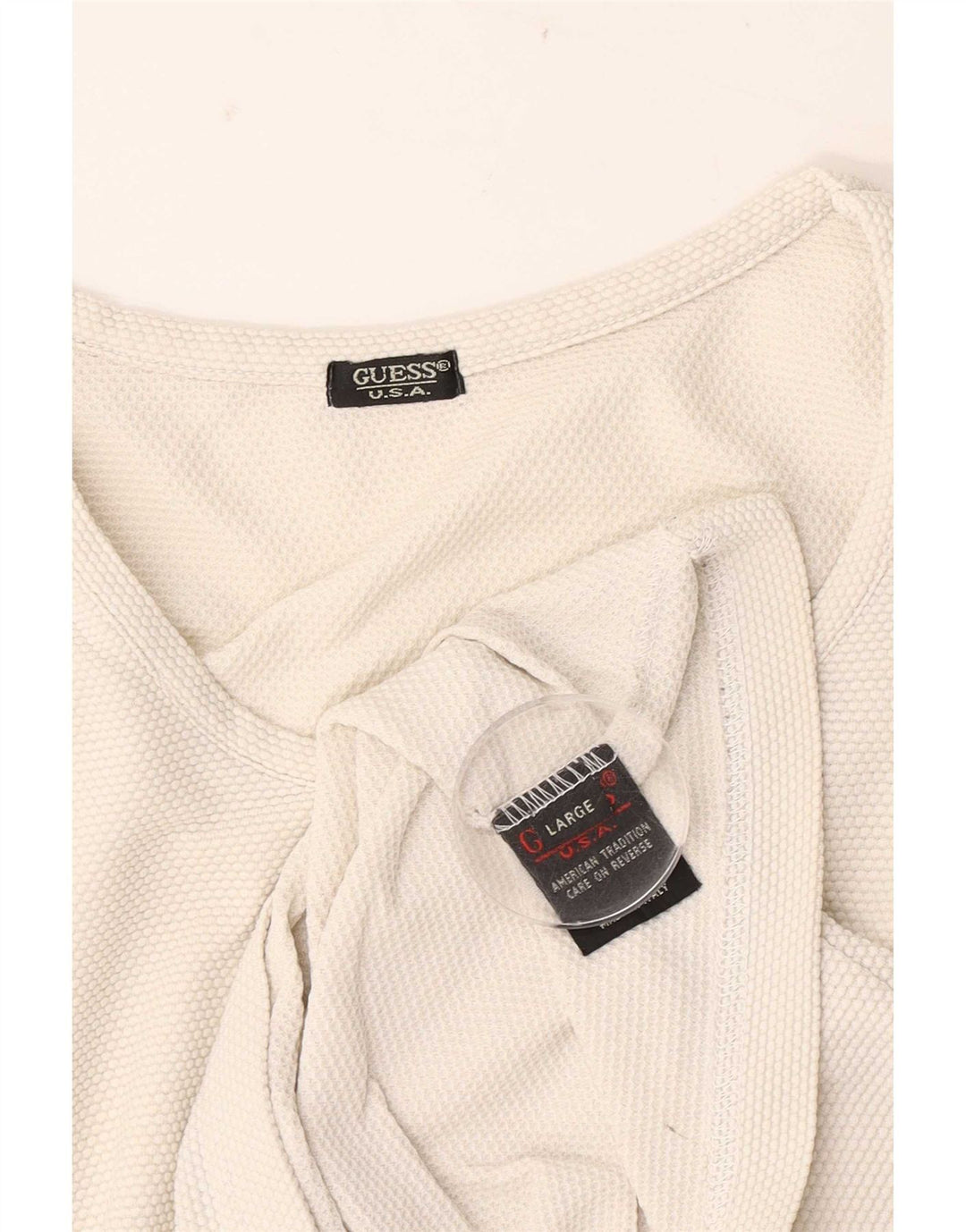 Top feminino Guess manga comprida UK 14 grande branco