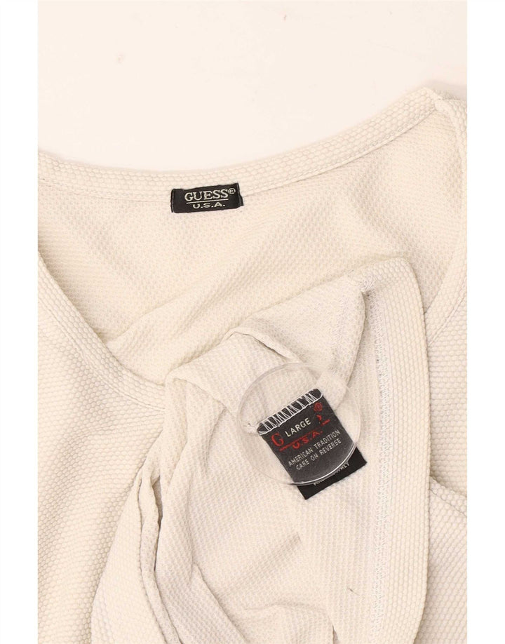 Top feminino Guess manga comprida UK 14 grande branco