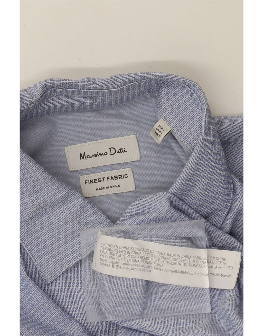 Camisa masculina MASSIMO DUTTI grande algodão listrado azul