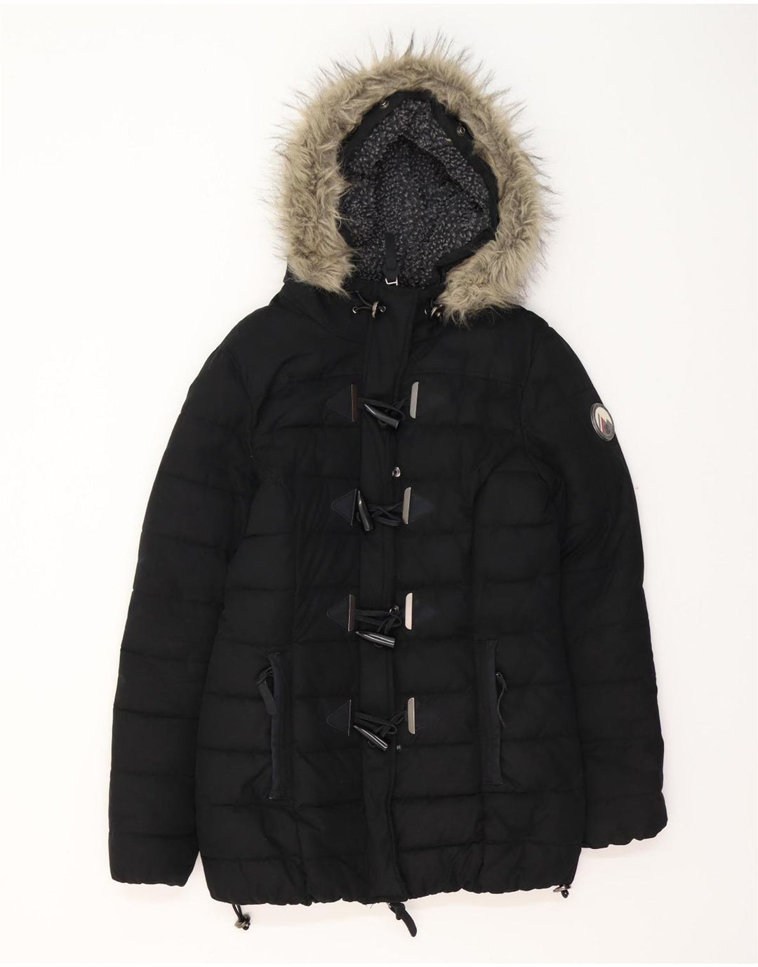 Jaqueta acolchoada com capuz feminina SUPERDRY UK 12 poliéster preto médio