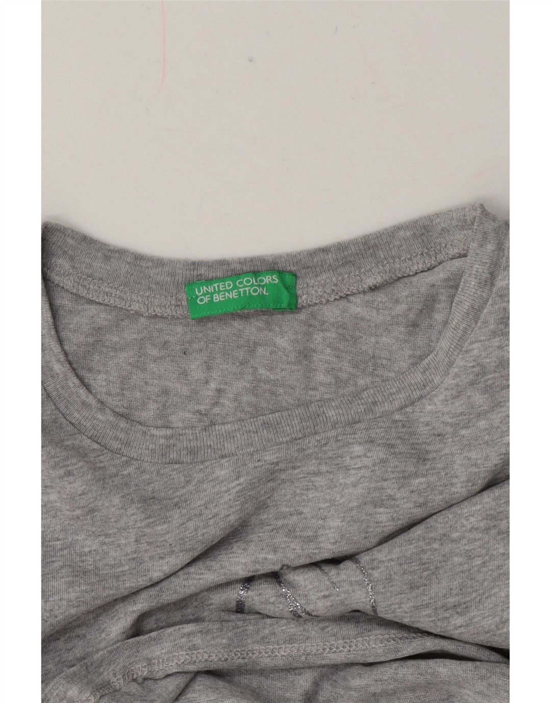Camiseta gráfica feminina Benetton UK 12 cinza médio