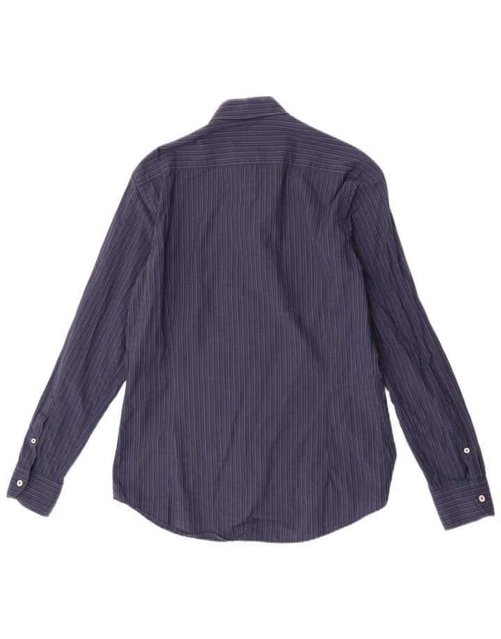 Camisa masculina Massimo Dutti de algodão listrado azul marinho médio