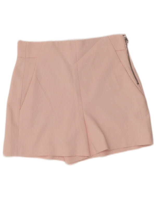 Zara Shorts feminino cintura alta casual XS W25 algodão rosa