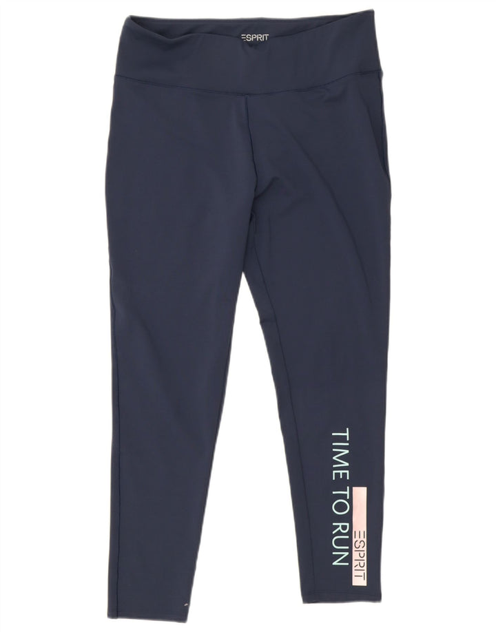 Leggings femininas Esprit com corte gráfico Reino Unido 14 grande poliéster azul marinho
