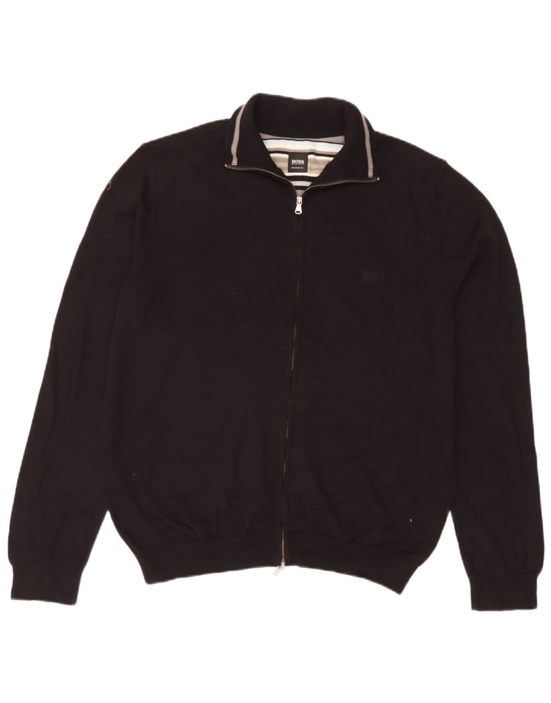 Suéter cardigã masculino Hugo Boss regular fit grande algodão preto