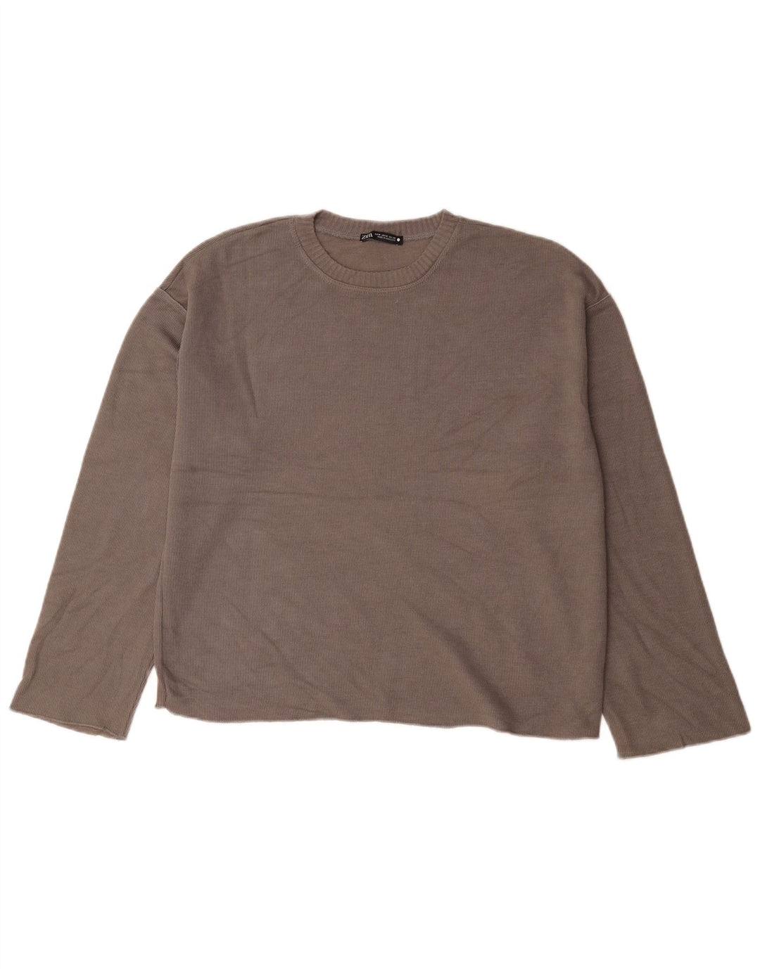 Zara Womens Oversized Top Manga Longa Reino Unido 14 Médio Marrom