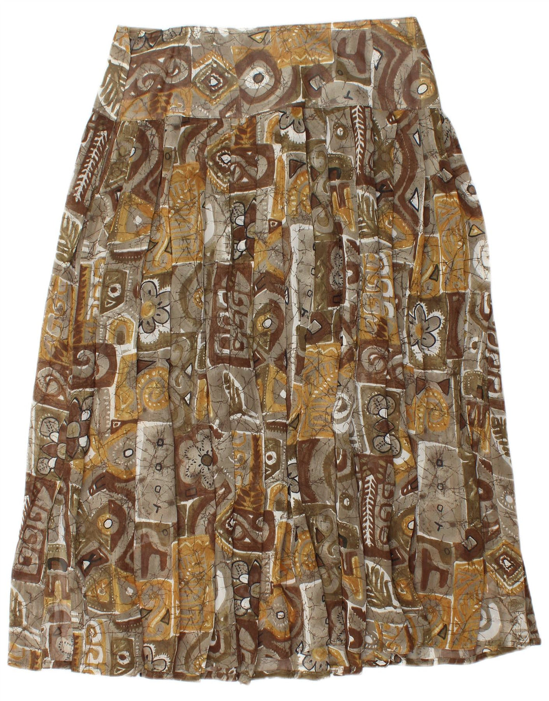 Saia plissada feminina vintage W30 patchwork marrom médio