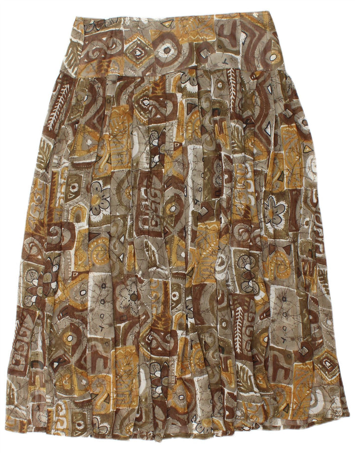 Saia plissada feminina vintage W30 patchwork marrom médio
