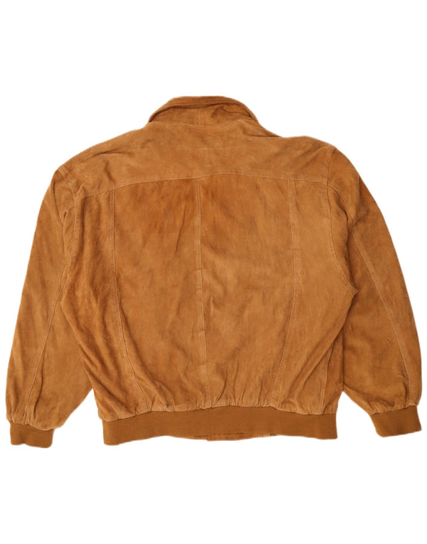 Jaqueta bomber masculina vintage de camurça UK 44 2XL marrom