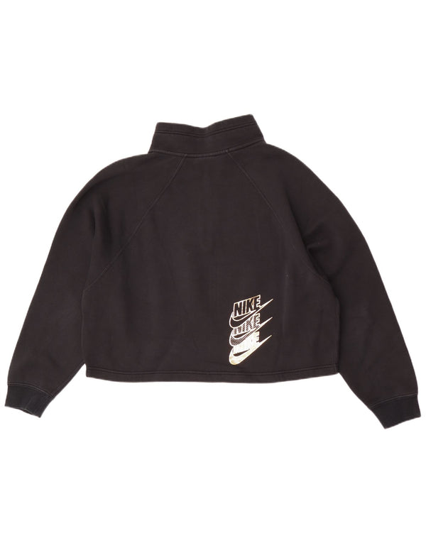 Moletom Nike Feminino Crop Graphic Zip Neck Suéter UK 16 Grande Preto