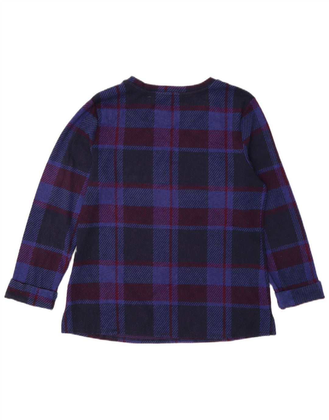Blusa feminina de manga comprida Marks & Spencer Reino Unido 12 xadrez azul marinho médio
