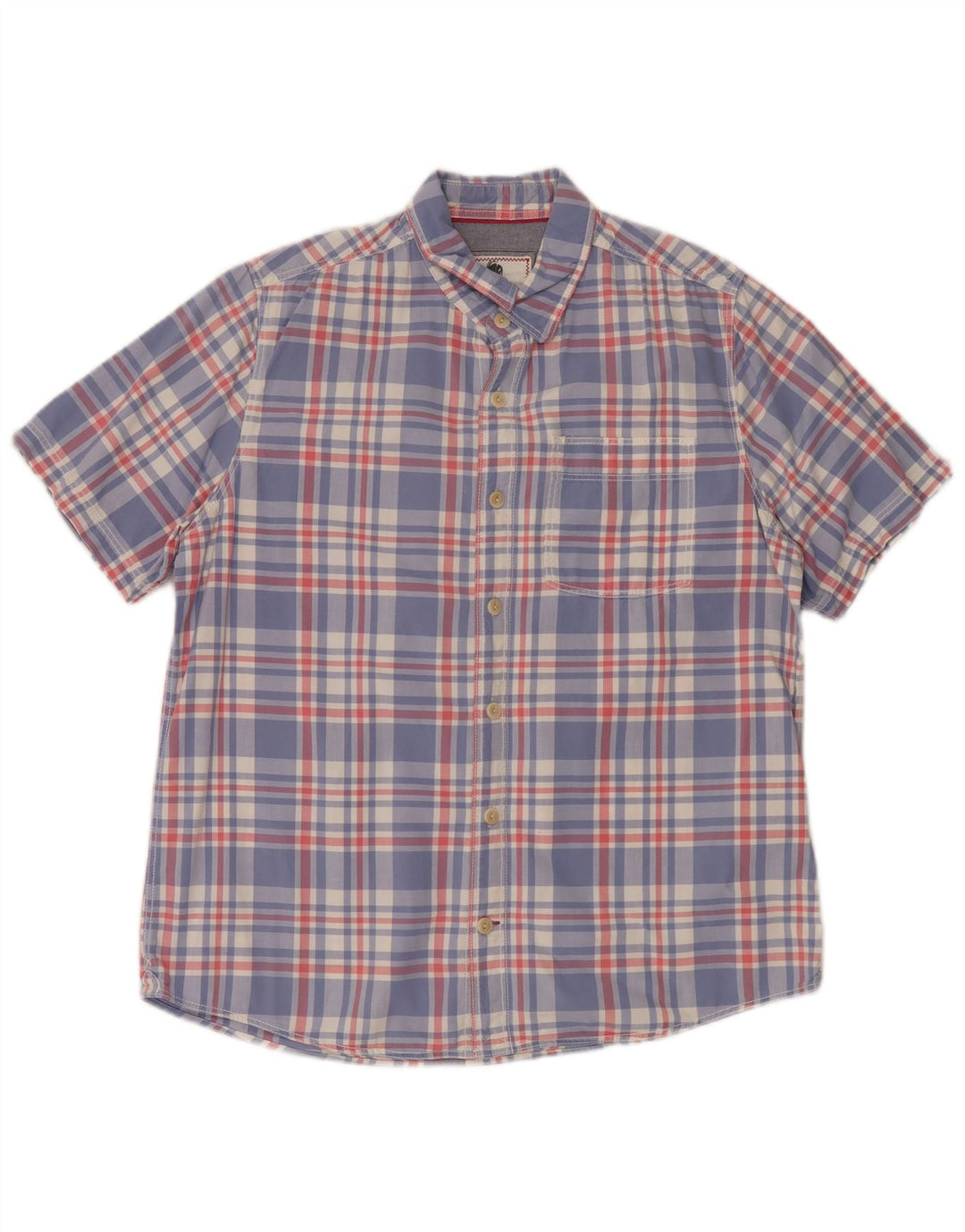 Camisa masculina de manga curta Fat Face grande algodão xadrez azul