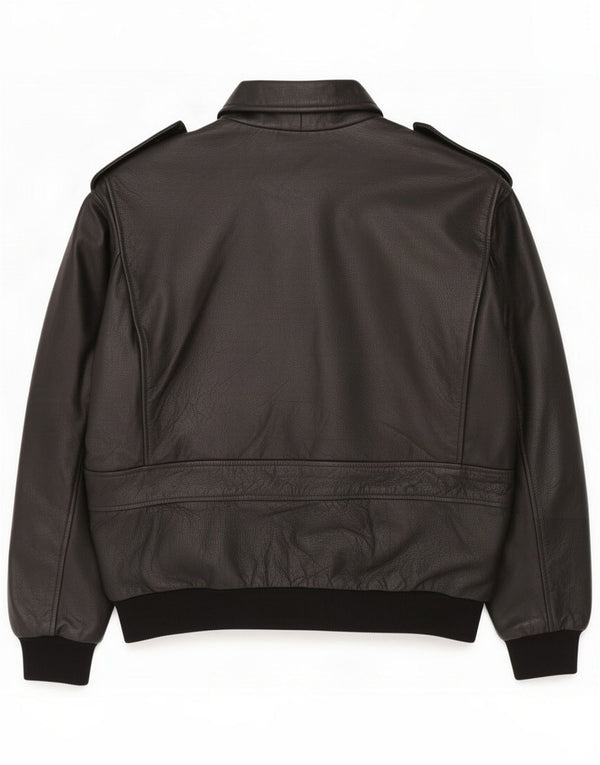 Jaqueta vintage masculina de couro Flight Aviator UK 42 XL preta