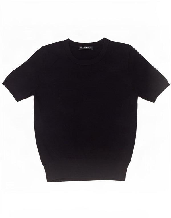 Blusa feminina Zara Top UK 14 grande viscose azul marinho