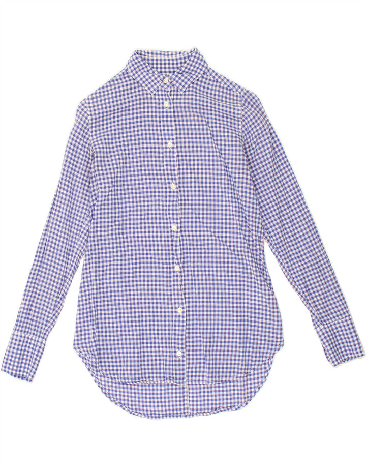 J. CREW Womens Longline Shirt US 00 2XS Purple Check Cotton Vintage J. Crew and Second-Hand J. Crew from Messina Hembry 