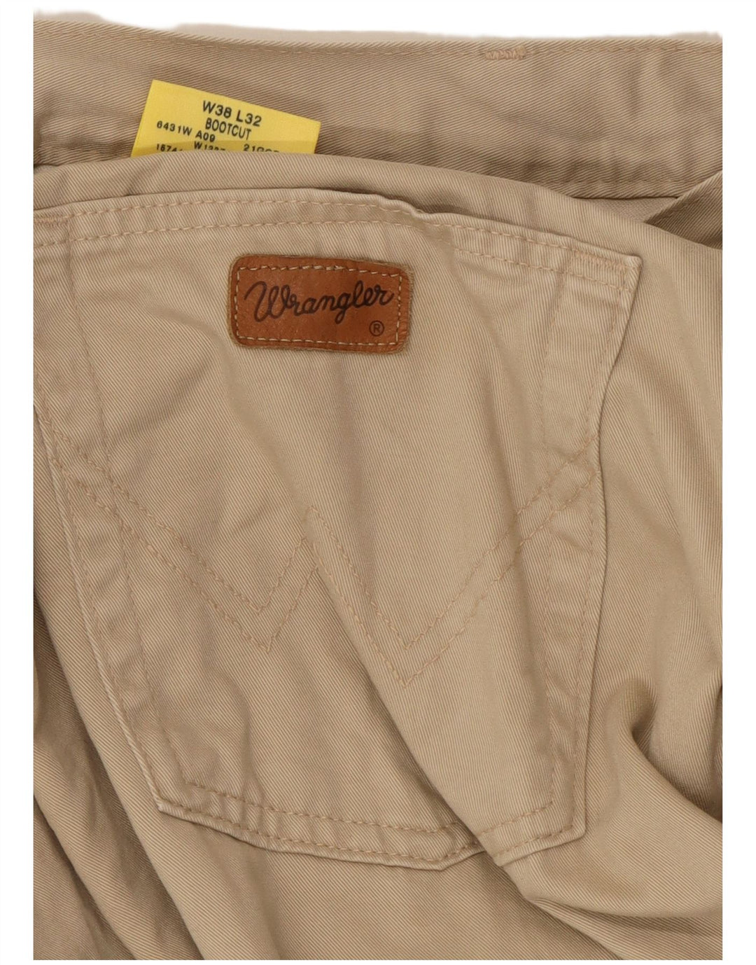 Calça casual masculina WRANGLER Bootcut W38 L32 algodão bege
