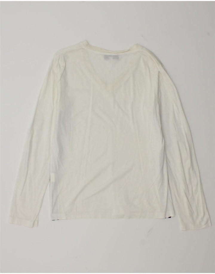 Richmond Mens Top Manga Longa Pequeno Algodão Branco