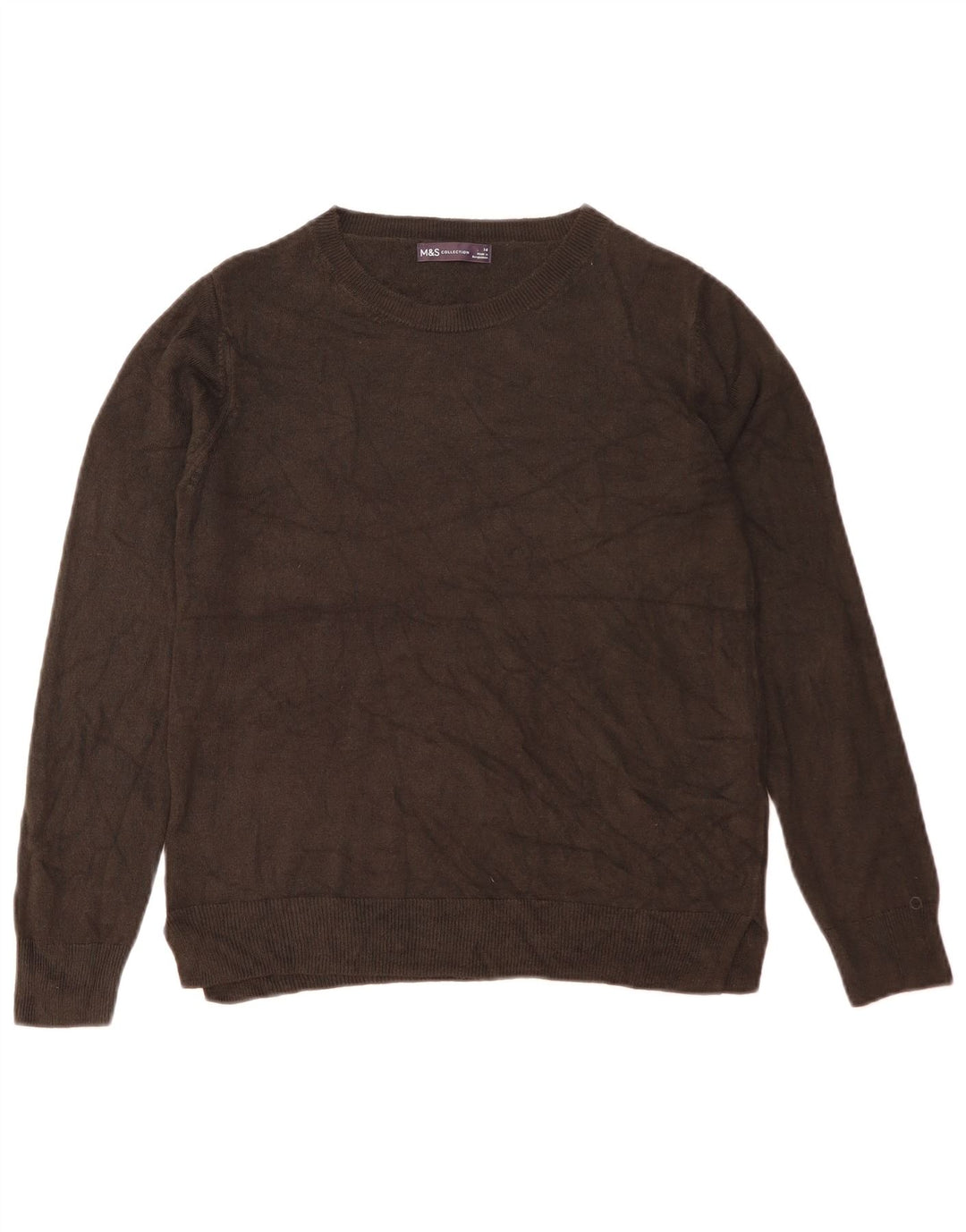 Suéter feminino Marks & Spencer com gola redonda Reino Unido 14 acrílico preto médio