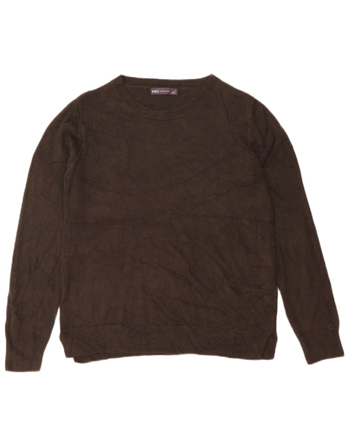 Suéter feminino Marks & Spencer com gola redonda Reino Unido 14 acrílico preto médio