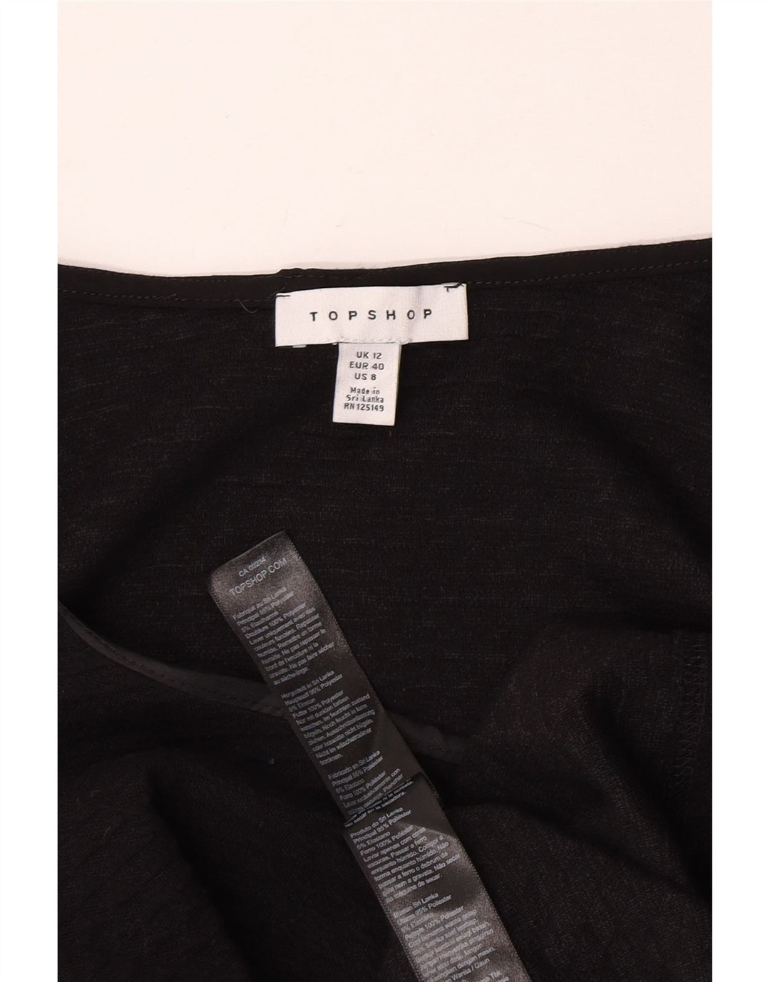 Mini vestido básico feminino Topshop UK 12 poliéster preto médio
