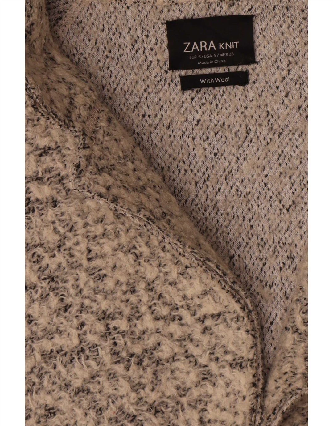 Sobretudo oversized feminino Zara Reino Unido 10 lã manchada bege pequena