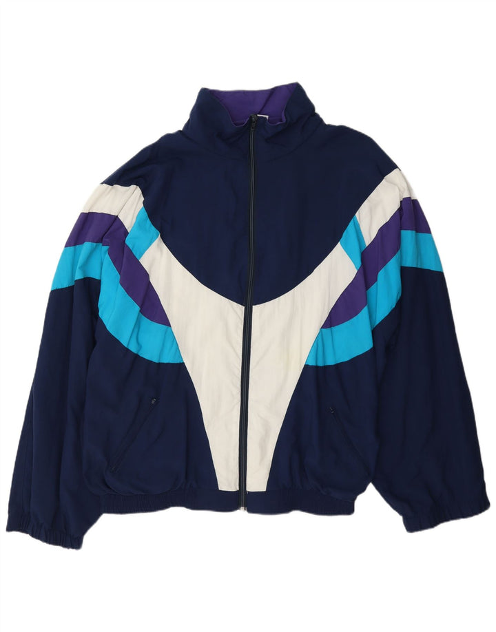Tactel Mens Treino Top Jaqueta 2XL Azul Marinho Colourblock Poliamida