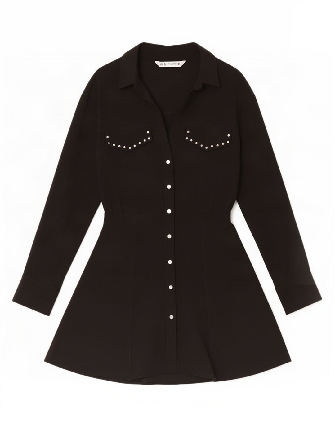 Vestido camisa feminino Zara Reino Unido 12 viscose preta média