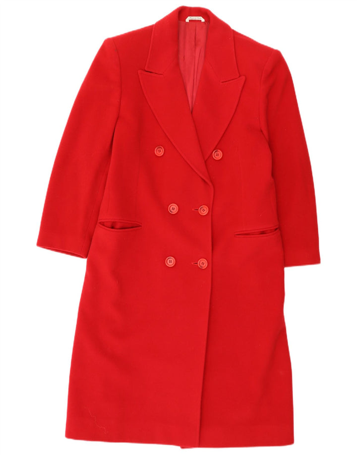 Casaco feminino Marzotto com peito duplo Reino Unido 12 lã vermelha média