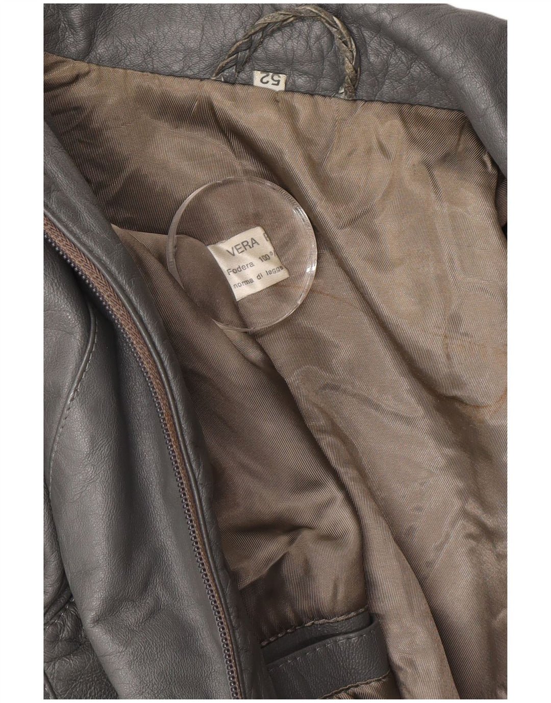 Jaqueta de couro masculina vintage IT 52 XL couro cinza