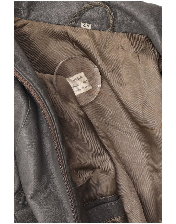 Jaqueta de couro masculina vintage IT 52 XL couro cinza
