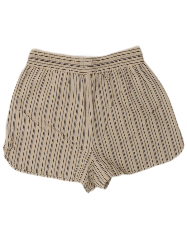 Zara Womens Chino Shorts Médio W28 Algodão Listrado Bege