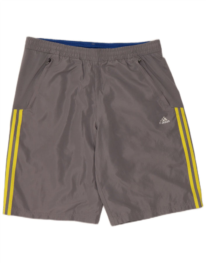 Shorts esportivos masculinos Adidas grande poliéster cinza